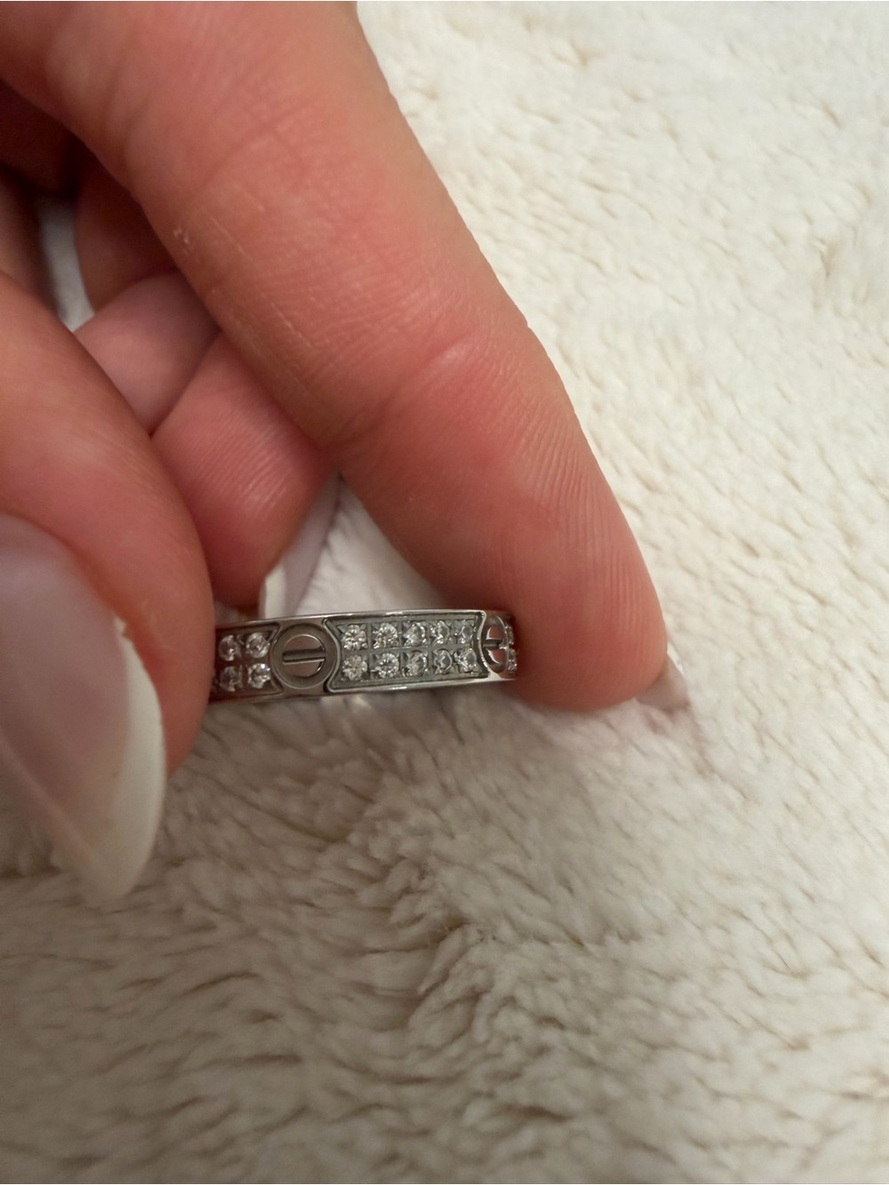Sterling Crystal Accent Women's Band - White Gold Finish